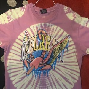 Icecream Pink Tie-Dye T-Shirt with Winged Graphic